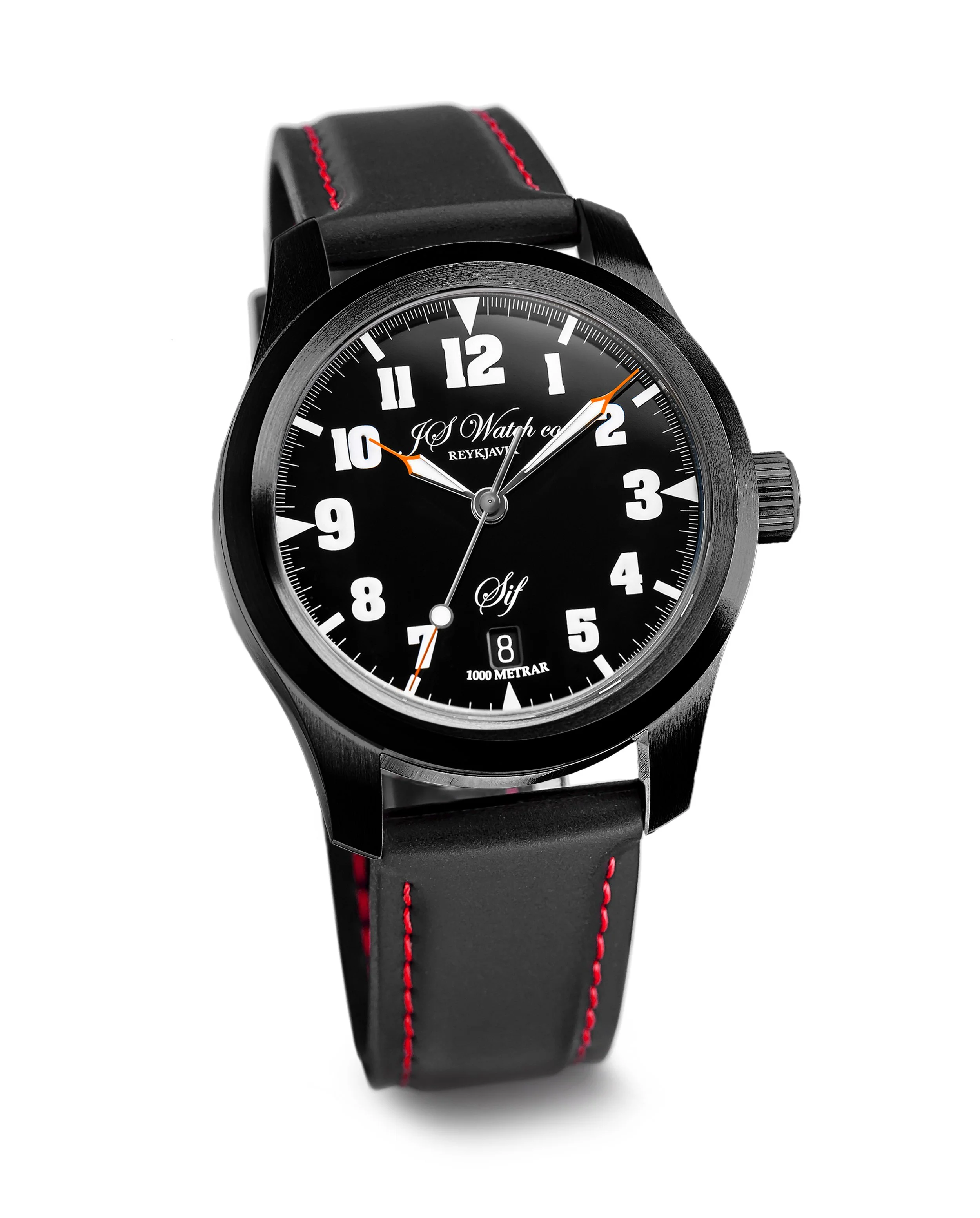 JS Watch Company Reykjavik — Sif NART Orange Hands Black Case